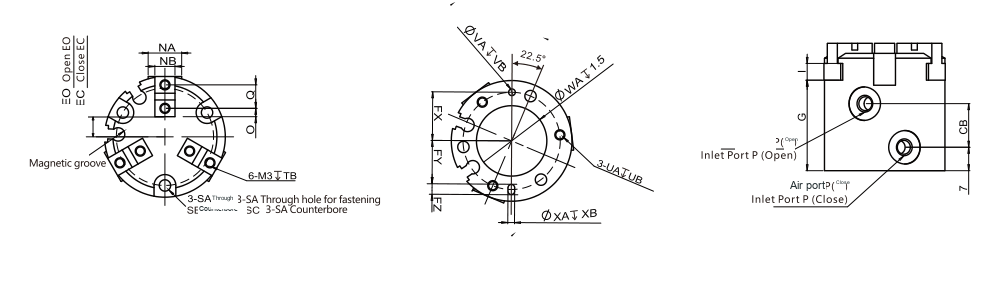 JMHS3 Three-jaw grippers